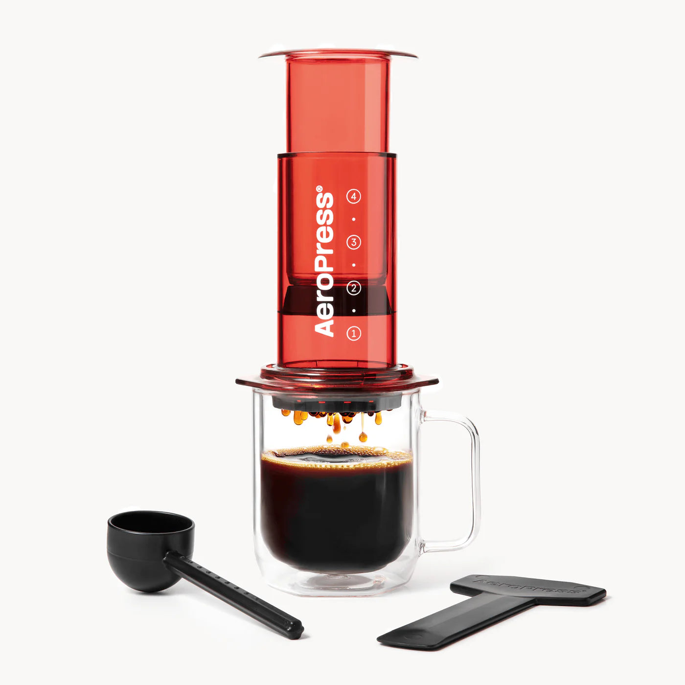 Aeropress Clear Red prensa de café portátil