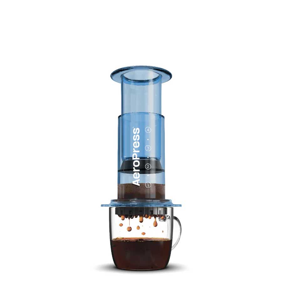 Aeropress Clear Blue prensa de café portátil