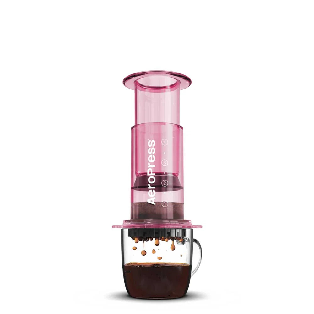 Aeropress Clear Pink prensa de café portátil