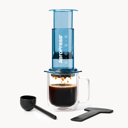 Aeropress Clear Blue prensa de café portátil