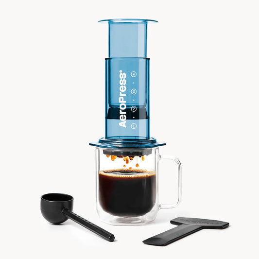 Aeropress Clear Blue prensa de café portátil