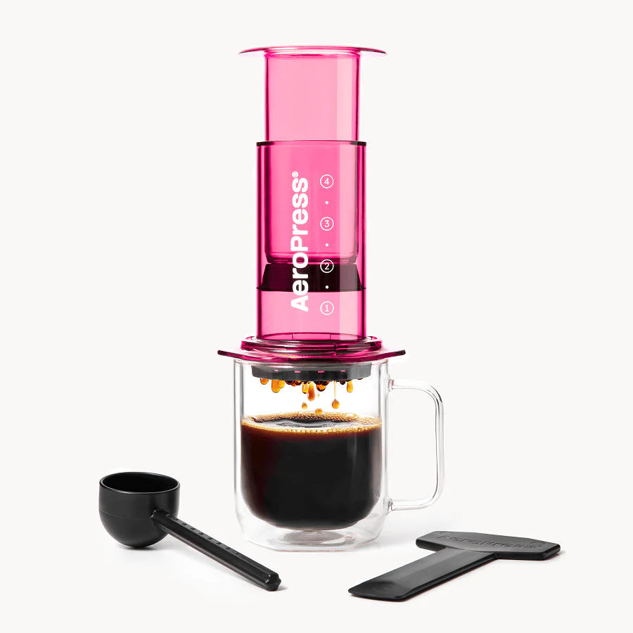 Aeropress Clear Pink prensa de café portátil