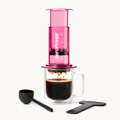 Aeropress Clear Pink prensa de café portátil