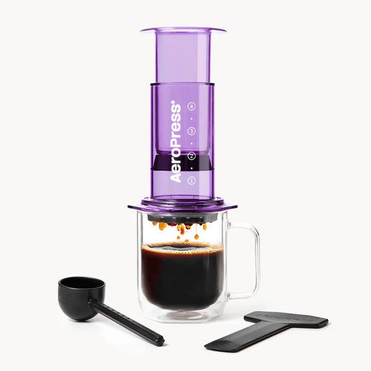 Aeropress Clear Purple prensa de café portátil