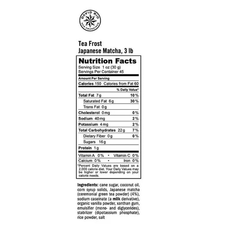 Frappé de matcha japonés Tea Frost David Rio – Bolsa 1,36 kg